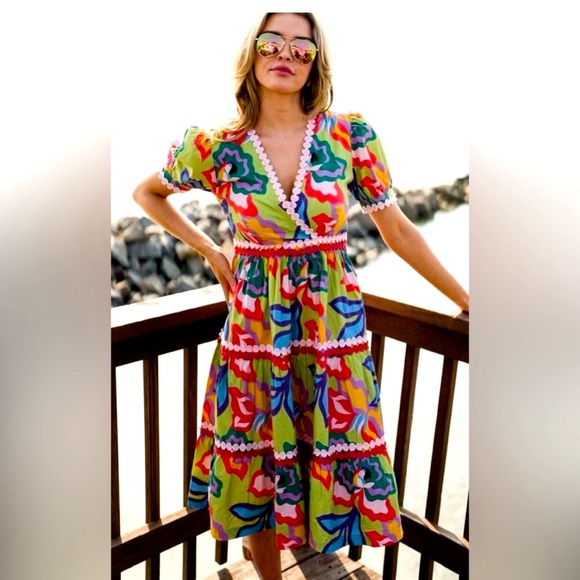 BRITON Court Gigi MAXI DRESS Tiered Ric-rac Size XS NWT - Picture 3 of 8